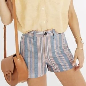 Madewell Emmet High Rise shorts rainbow stripe 26